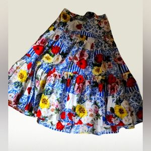 Boston Proper Floral tiered skirt xl